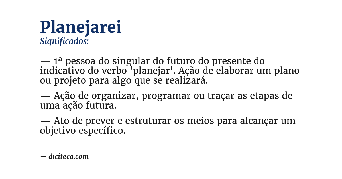 Significado de planejarei