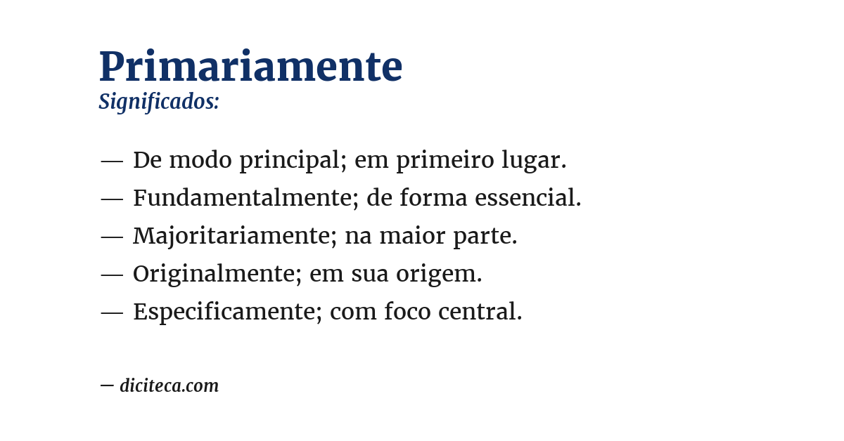 Significado de primariamente