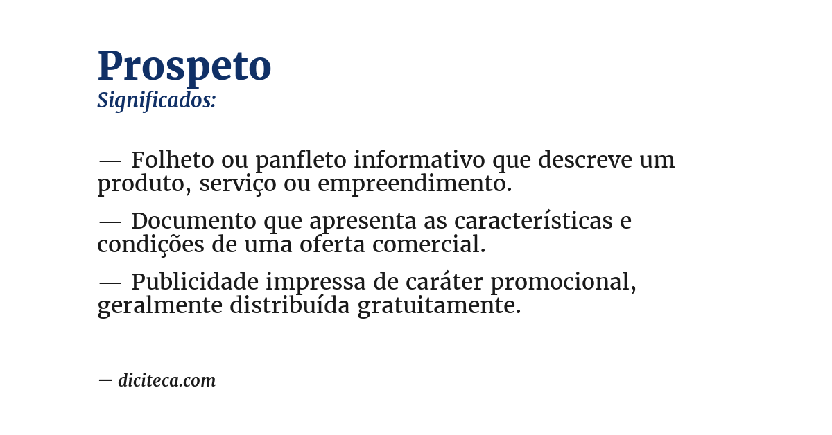 Significado de prospeto