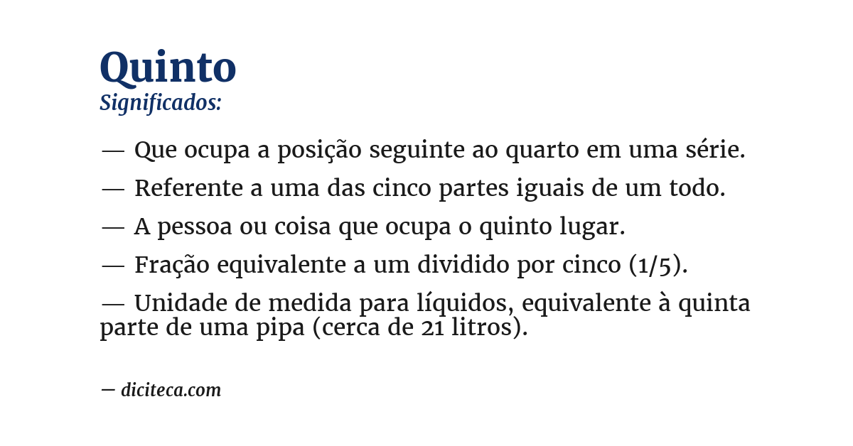 Significado de quinto