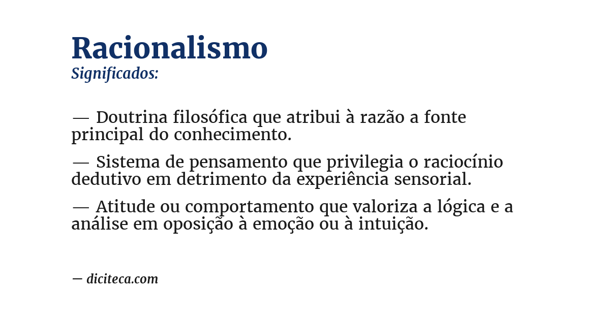 Significado de racionalismo