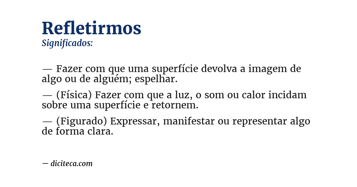 Significado de refletirmos