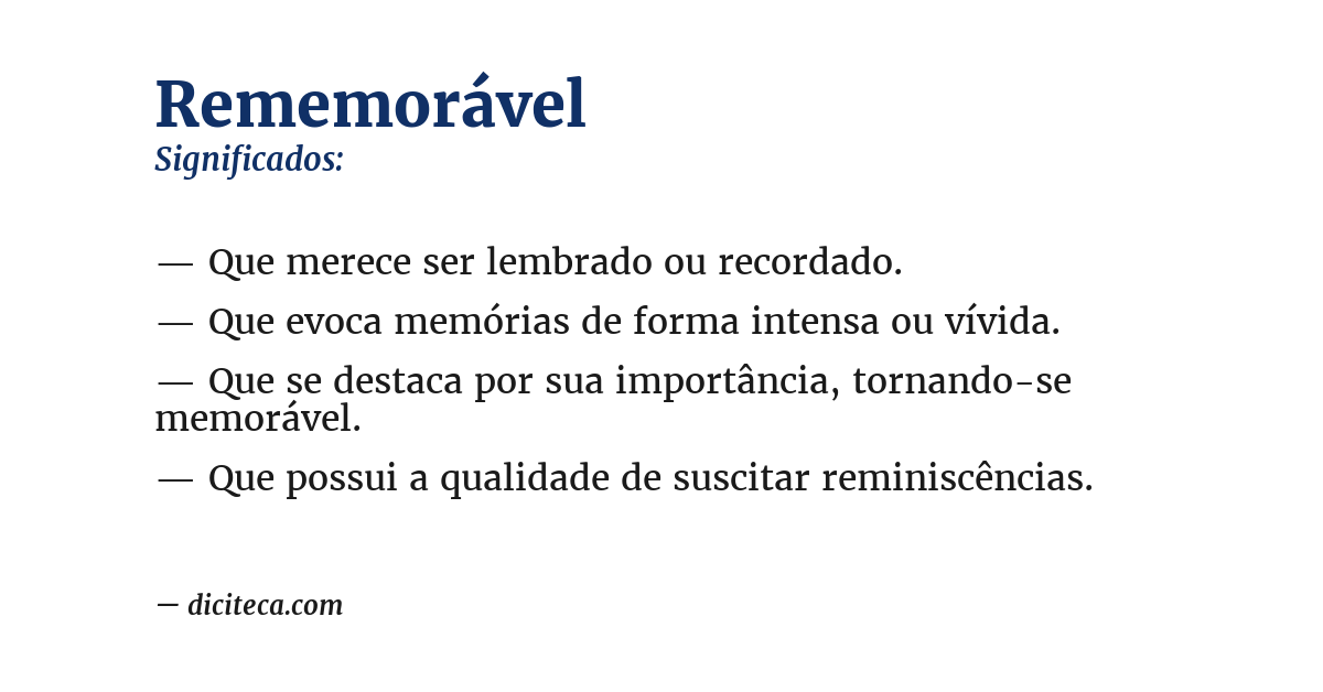 Significado de rememorável