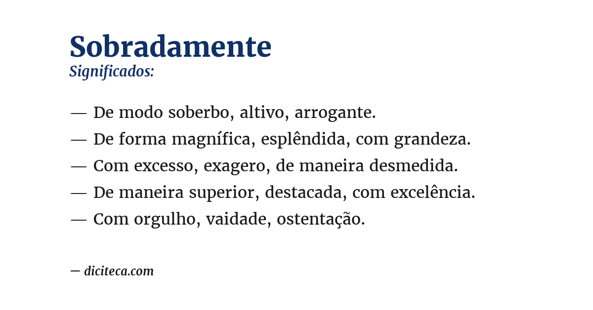 Significado de sobradamente