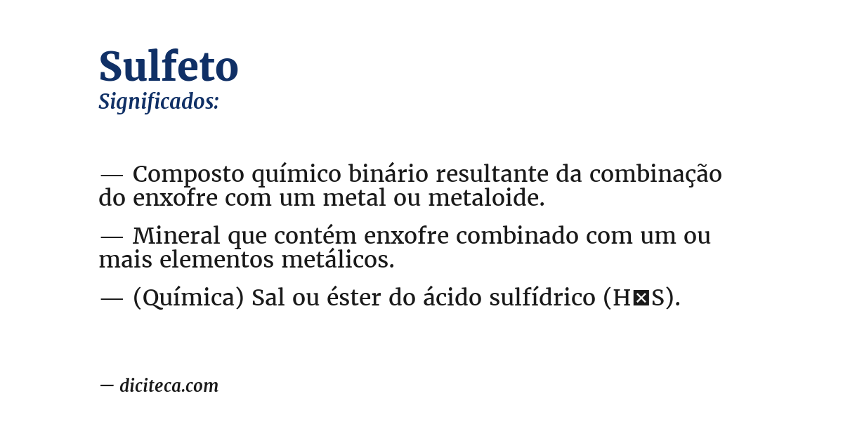 Significado de sulfeto
