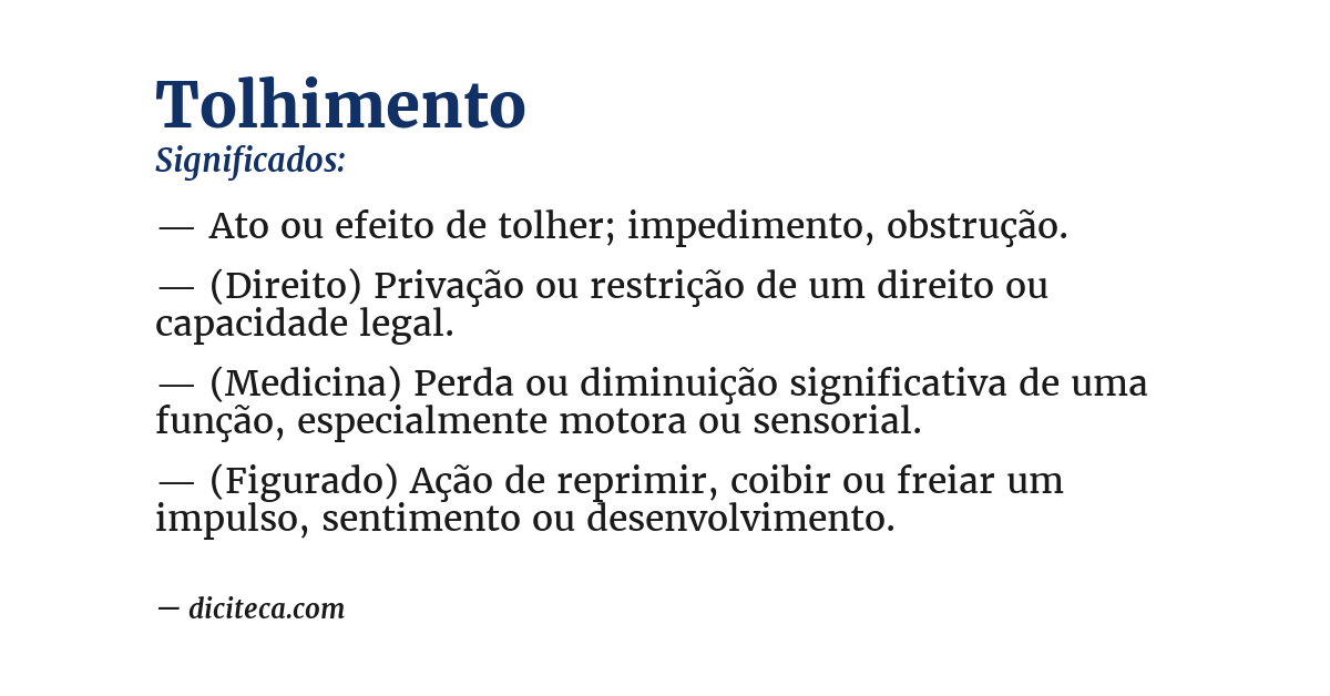Significado de tolhimento