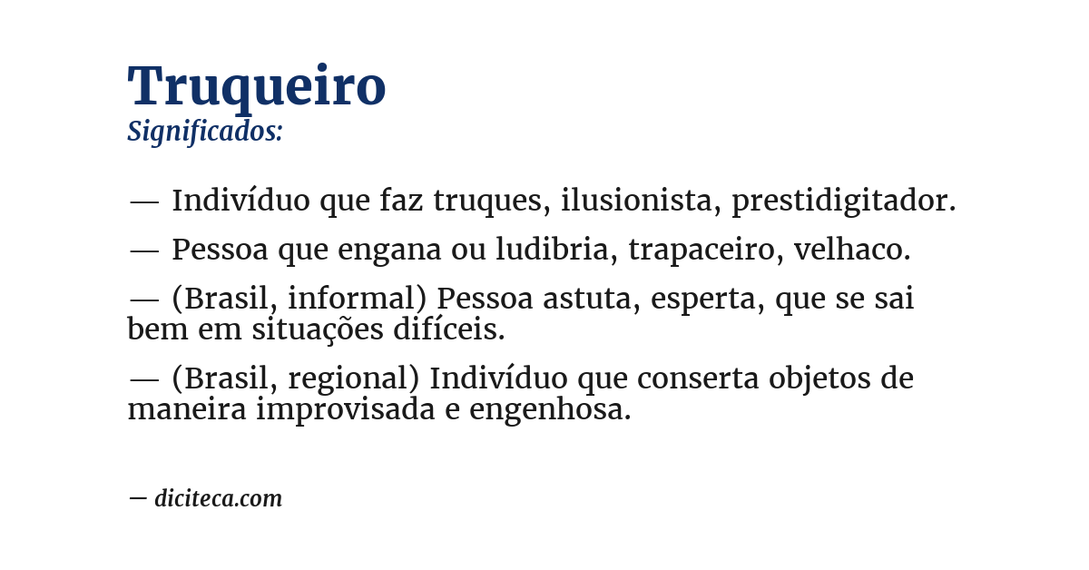 Significado de truqueiro