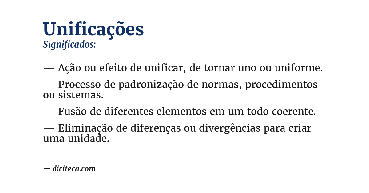 Significado de unificações