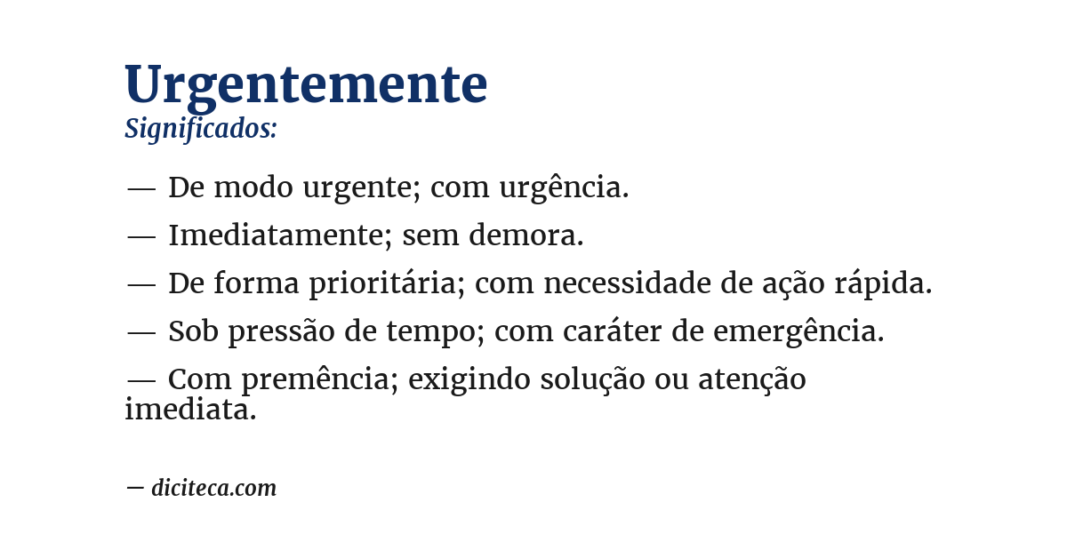 Significado de urgentemente