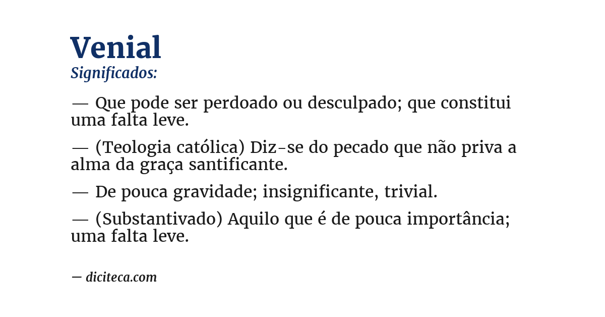 Significado de venial