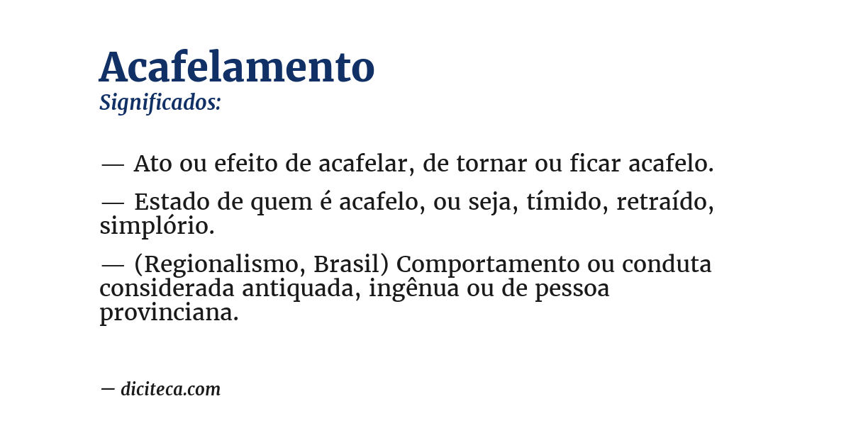 Significado de acafelamento