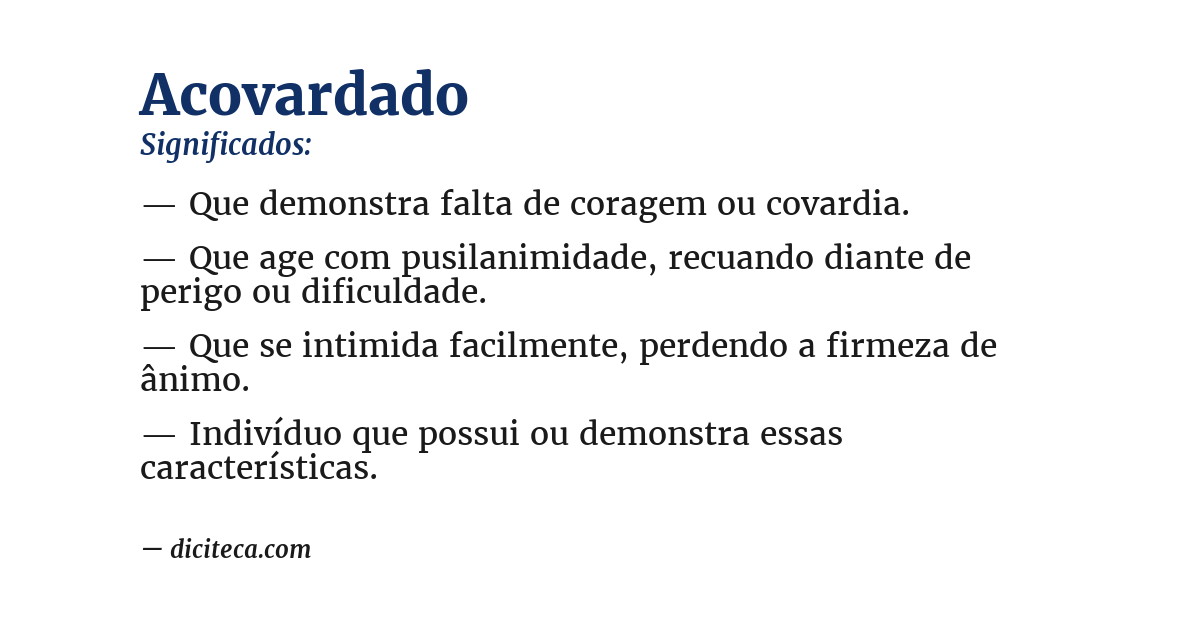 Significado de acovardado