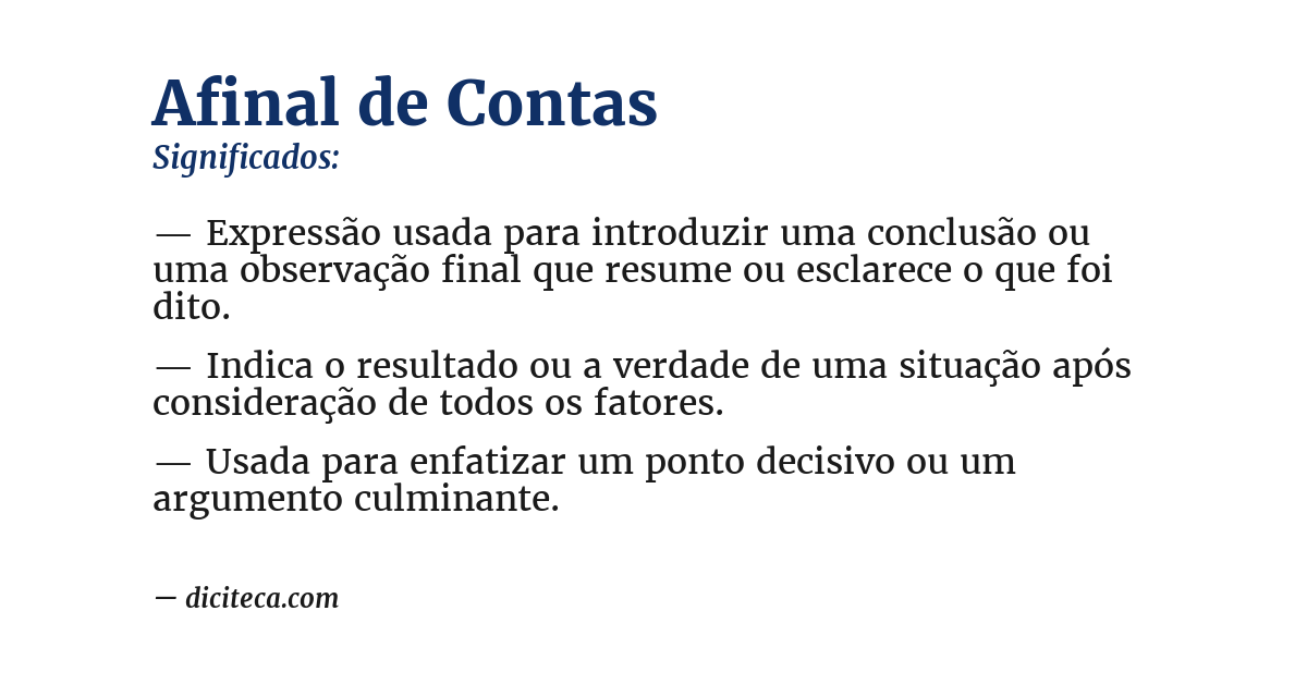 Significado de afinal de contas