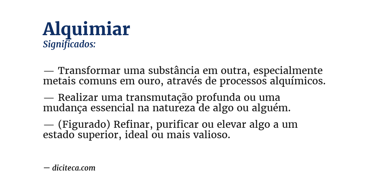 Significado de alquimiar