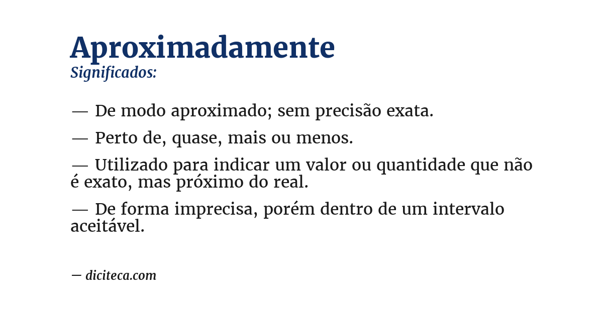 Significado de aproximadamente