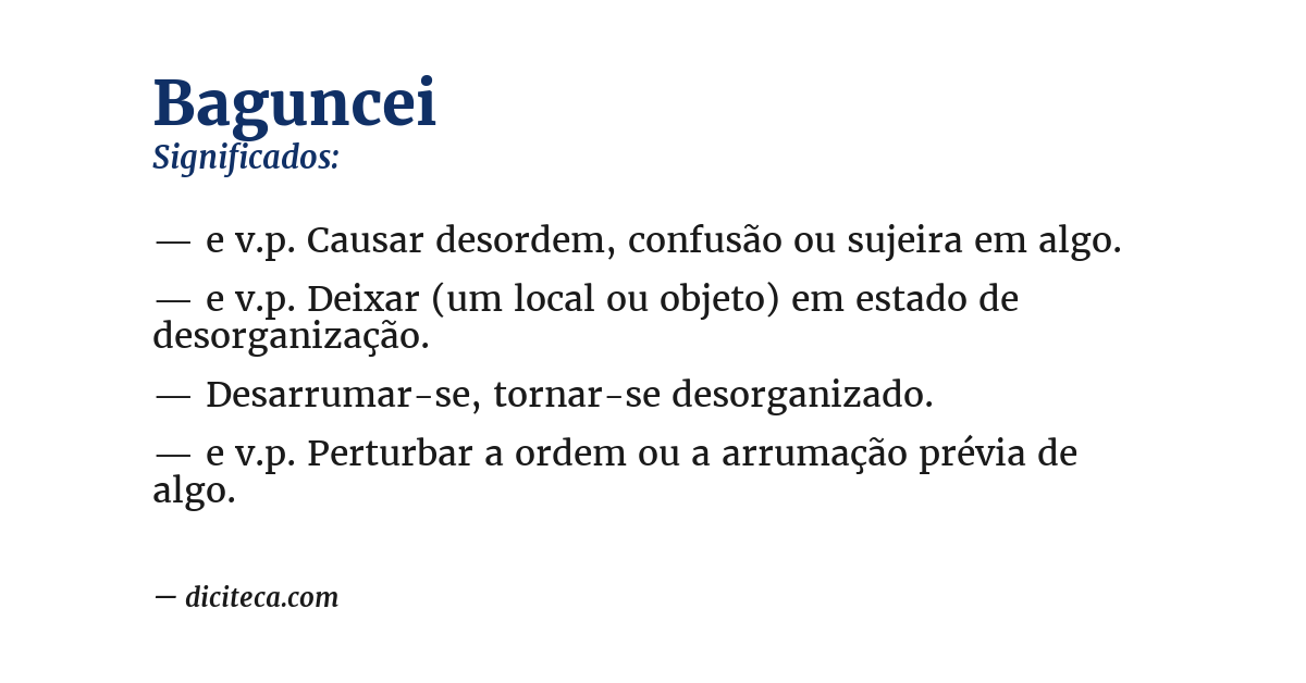 Significado de baguncei