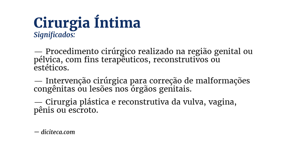 Significado de cirurgia íntima