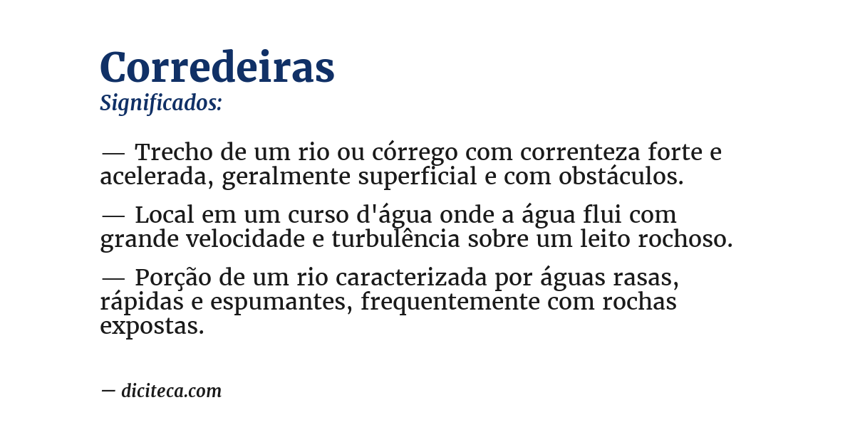 Significado de corredeiras