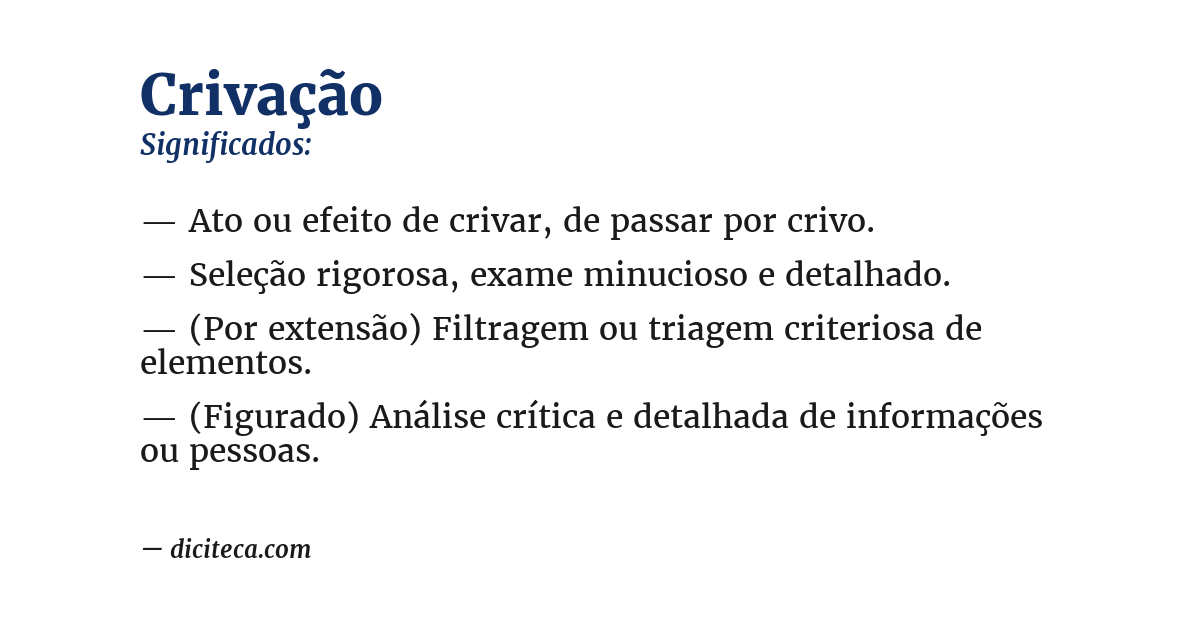 Significado de crivação