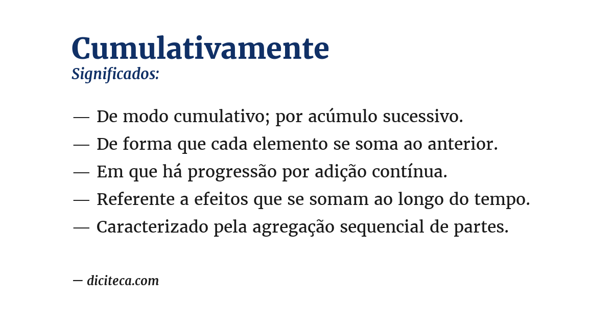 Significado de cumulativamente
