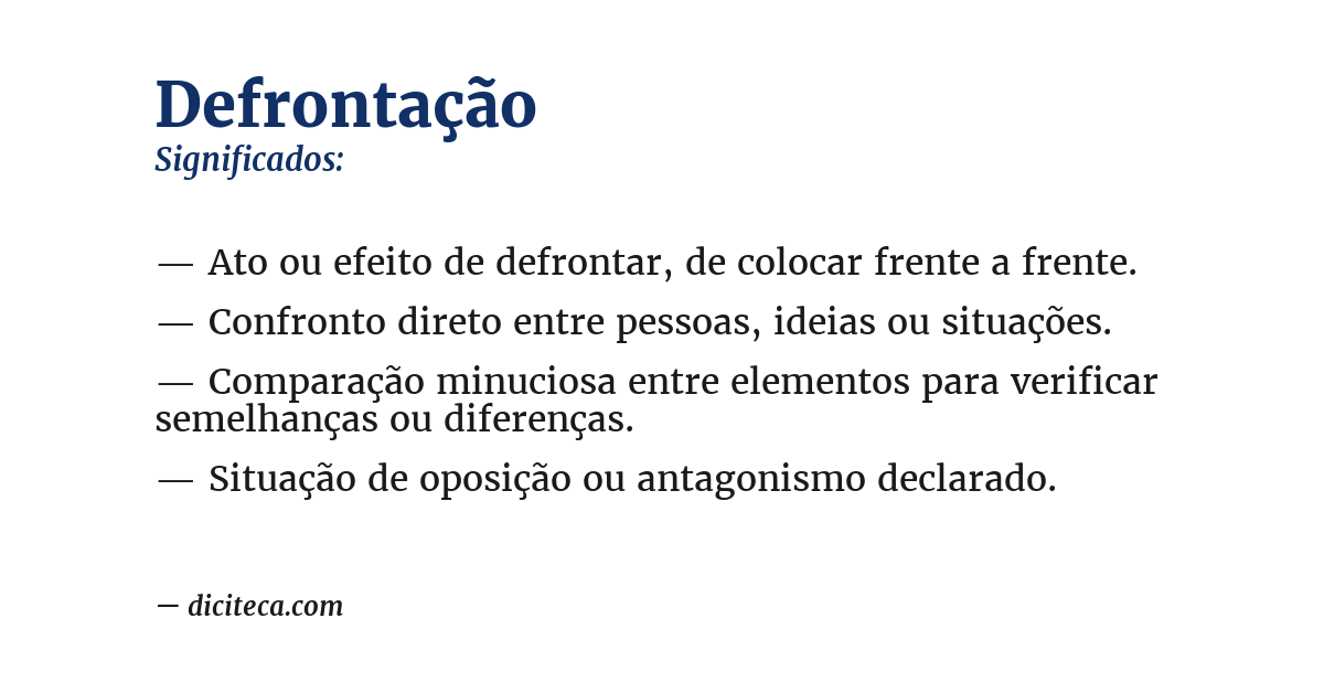 Significado de defrontação