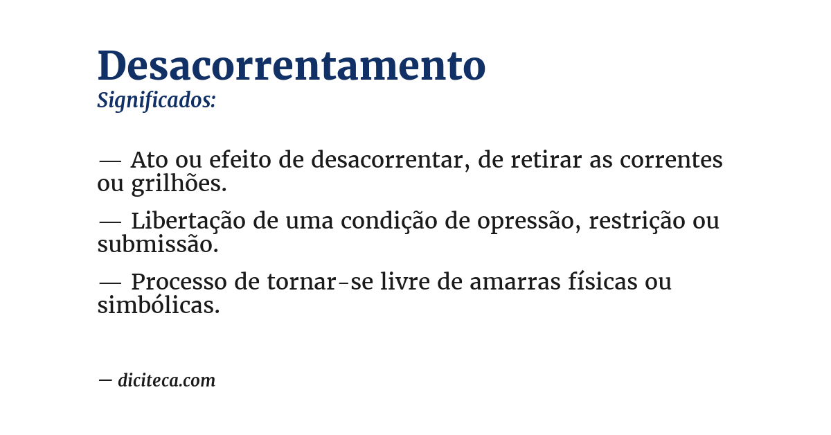 Significado de desacorrentamento