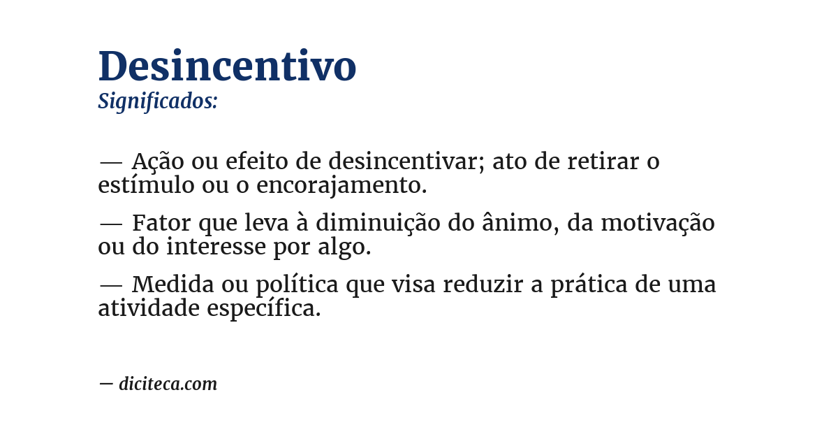 Significado de desincentivo