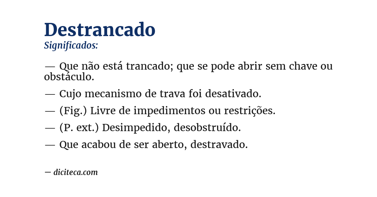 Significado de destrancado