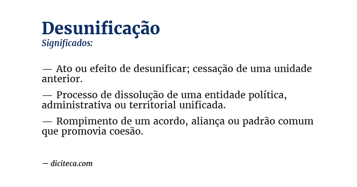 Significado de desunificação