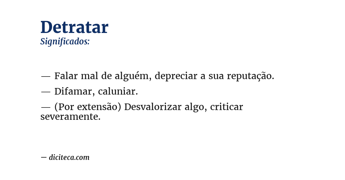 Significado de detratar