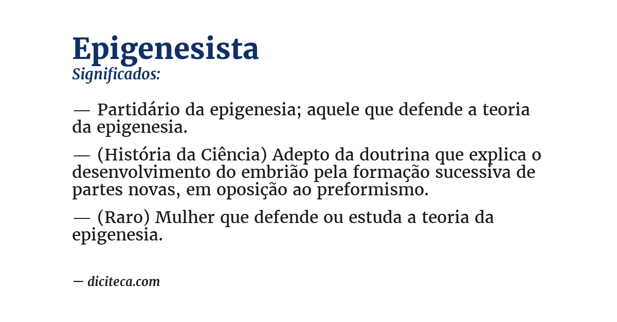 Significado de epigenesista