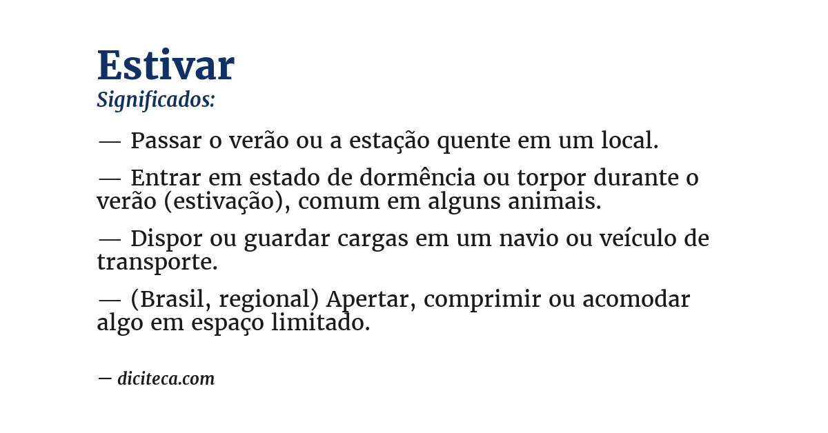 Significado de estivar