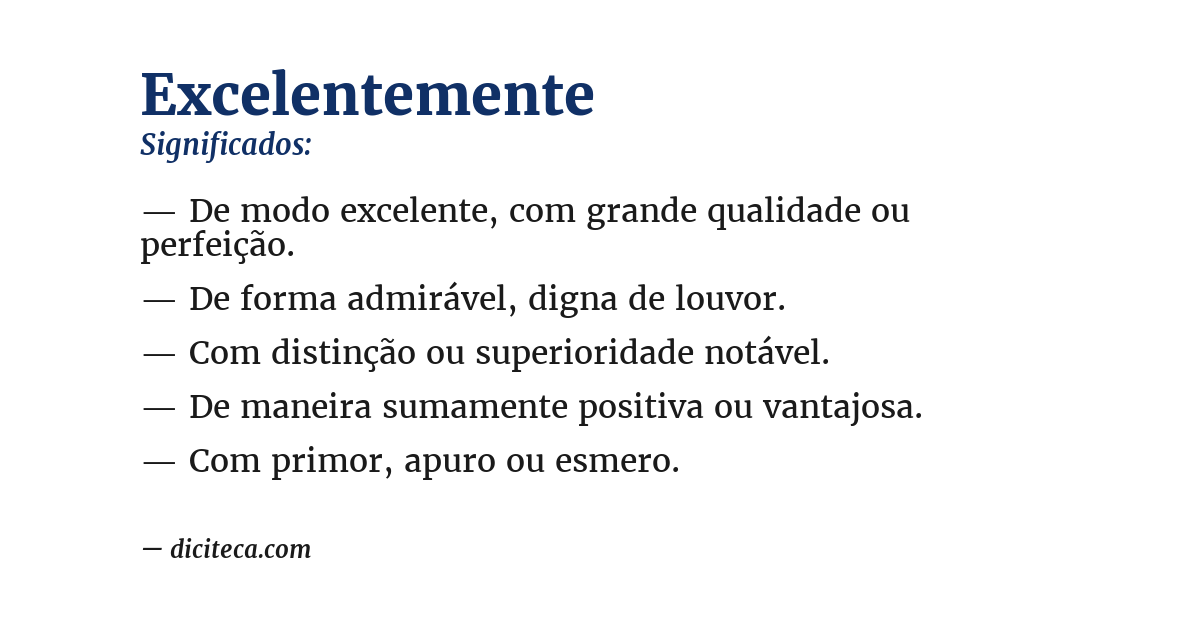 Significado de excelentemente