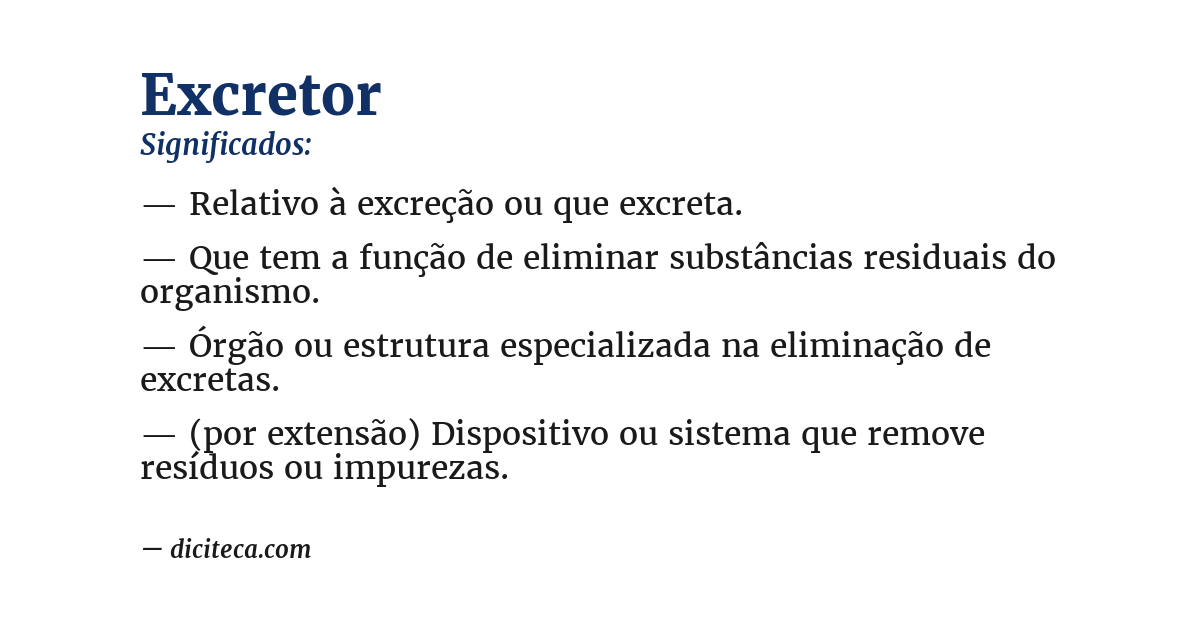 Significado de excretor