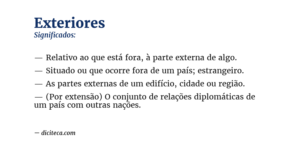 Significado de exteriores