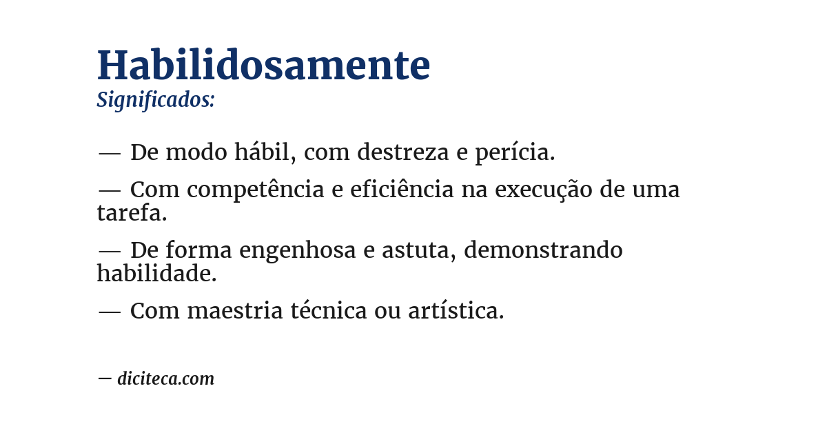 Significado de habilidosamente