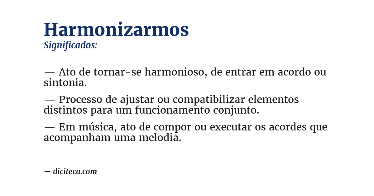 Significado de harmonizarmos