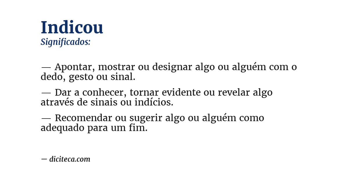 Significado de indicou