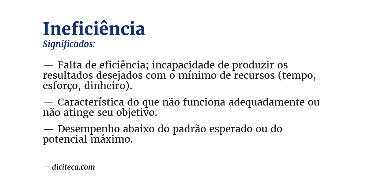 Significado de ineficiência