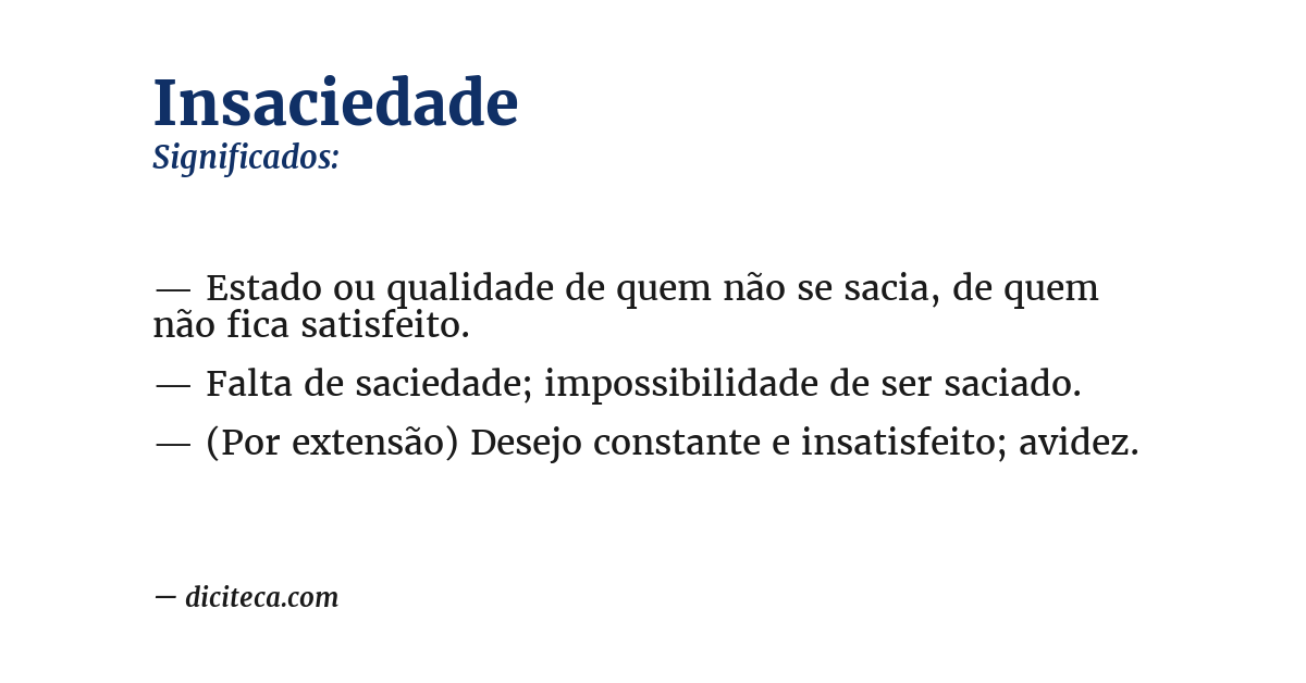 Significado de insaciedade