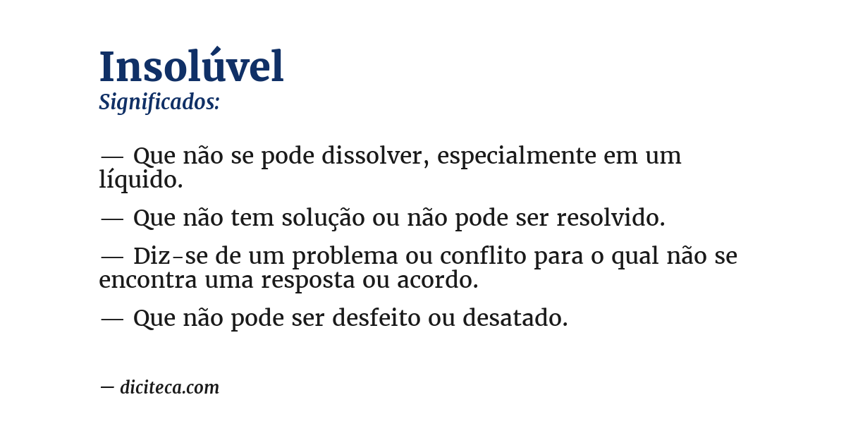 Significado de insolúvel