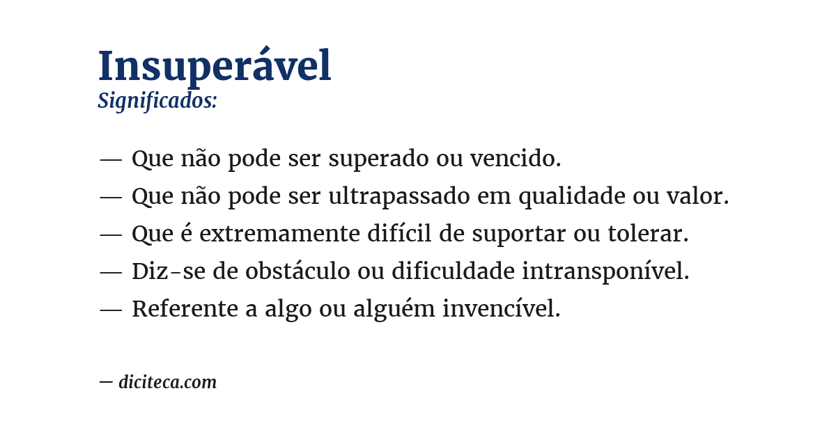 Significado de insuperável