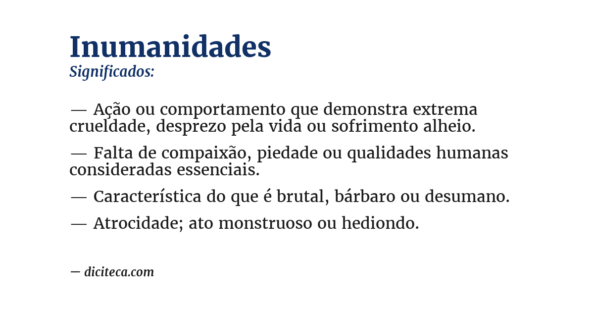 Significado de inumanidades