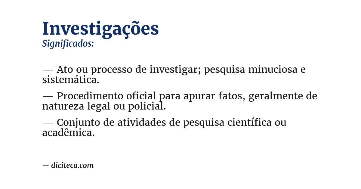 Significado de investigações
