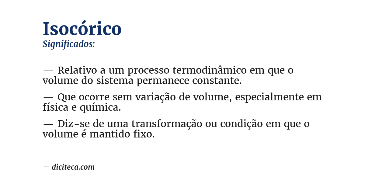 Significado de isocórico