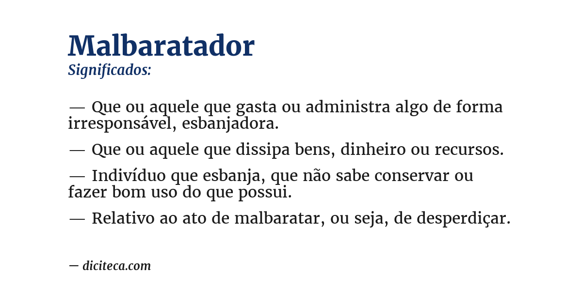 Significado de malbaratador