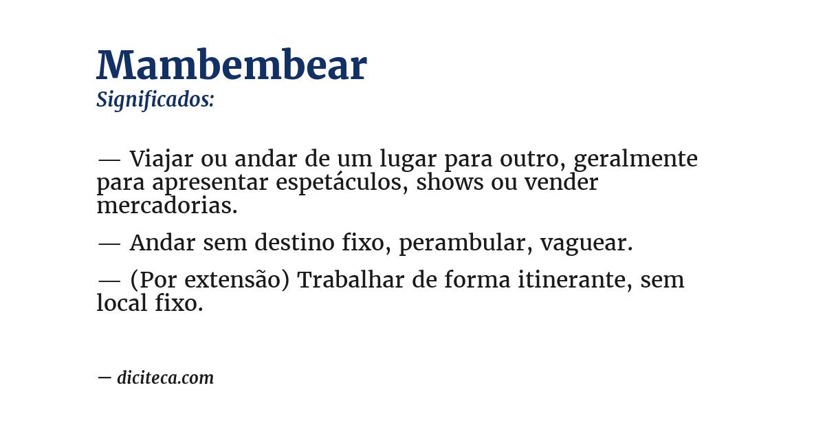 Significado de mambembear