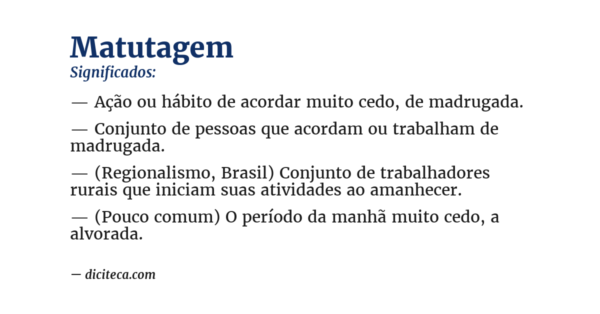Significado de matutagem