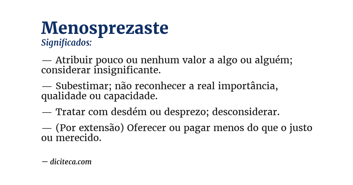 Significado de menosprezaste