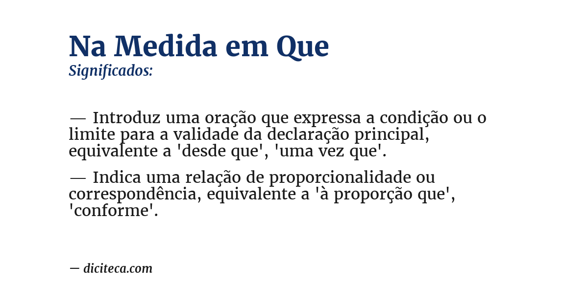 Significado de na medida em que